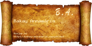 Bakay Annamária névjegykártya